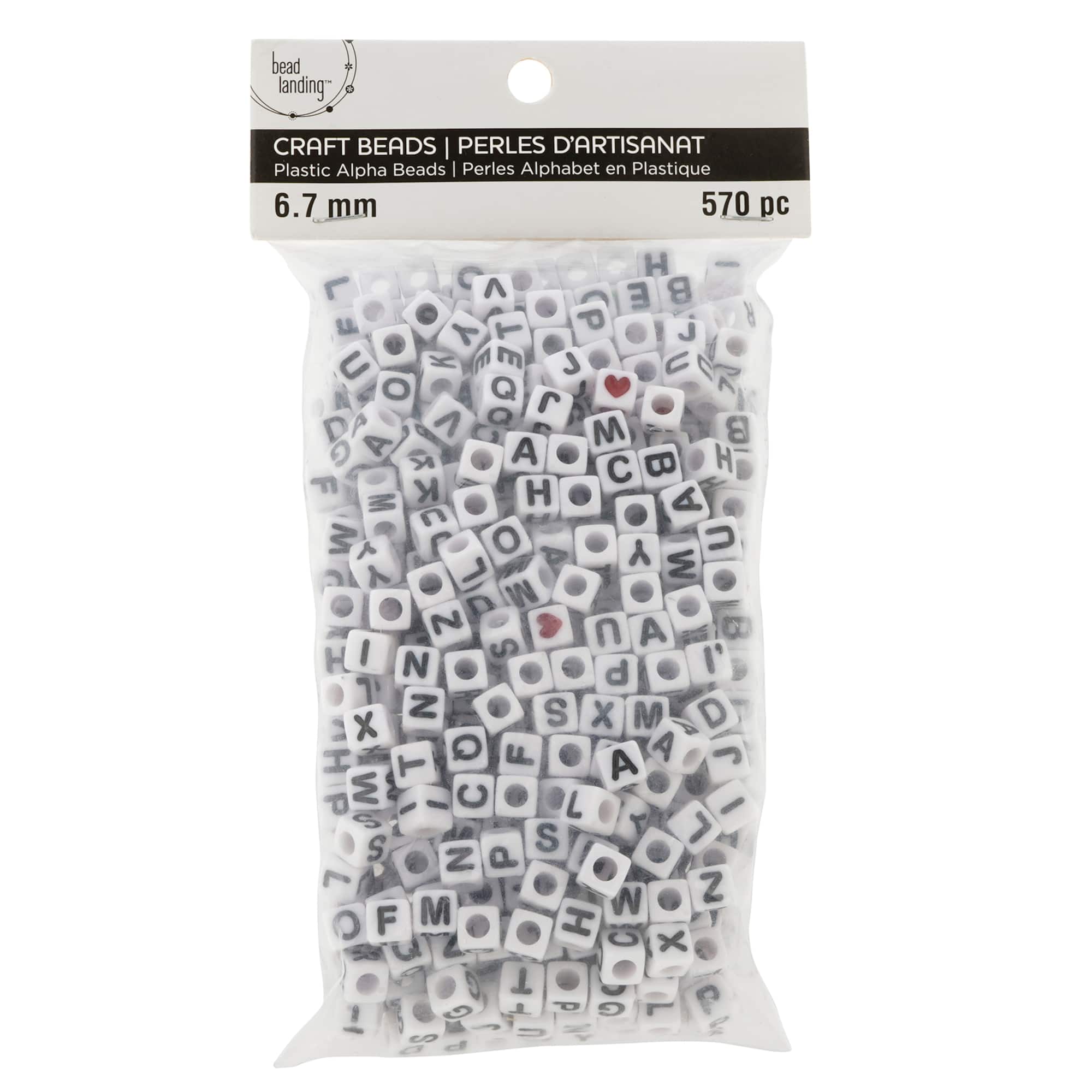White Alphabet Cube Crafting Beads, 6.7mm by Bead Landing™